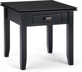 img 3 attached to SimpliHome Artisan Solid Wood 21 inch Wide Black Square End Side Table with Storage, 1 Drawer - Ideal for Living Room and Bedroom Décor