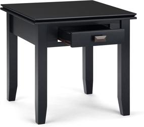 img 2 attached to SimpliHome Artisan Solid Wood 21 inch Wide Black Square End Side Table with Storage, 1 Drawer - Ideal for Living Room and Bedroom Décor