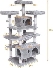 img 1 attached to 🐱 MQ Multi-Level Cat Tower: The Ultimate Activity Center and Large Cat Tree with Condos, Scratching Post, Hammock, Plush Perches for Kittens and Adult Cats