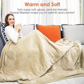 img 2 attached to Cozy up with our Certified ETL Electric Blanket Full Size - 72x84 Inch Heated Throw Blanket in Beige – 3 Heat Settings, Washable Soft Flannel, Fast Heating