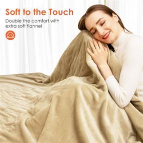 img 1 attached to Cozy up with our Certified ETL Electric Blanket Full Size - 72x84 Inch Heated Throw Blanket in Beige – 3 Heat Settings, Washable Soft Flannel, Fast Heating