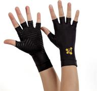 copperjoint fingerless compression gloves: ultimate support for hands' recovery and pain relief - enhanced with copper infusion, ideal for all lifestyles - pair logo