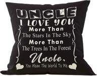 👨 uncle love you more than stars in sky and trees throw pillow case, uncle gift, birthday gift for uncle, 18x18 inch linen cushion cover for sofa, couch, bed логотип