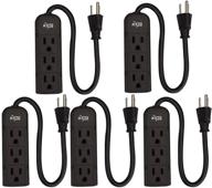 💡 5-pack kmc power strip extension cord - 3-outlets, outlet saver design, 1-foot cord length, etl listed logo