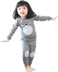 img 1 attached to JIAJIAMIN Little Boys Girls Kids Long Sleeve Shirt Set: Cozy Toddler Cotton Tee and Pant Combo in Gray