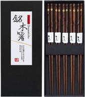 🥢 hualan japanese natural wood chopstick set: reusable classic style chopsticks - 5 pairs gift set+ logo