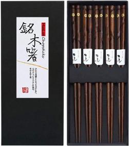 img 4 attached to 🥢 HuaLan Japanese Natural Wood Chopstick Set: Reusable Classic Style Chopsticks - 5 Pairs Gift Set+