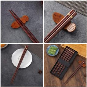 img 2 attached to 🥢 HuaLan Japanese Natural Wood Chopstick Set: Reusable Classic Style Chopsticks - 5 Pairs Gift Set+