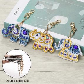 img 2 attached to 🐘 Soleebee 5pcs DIY 5D Full Drill Elephant Diamond Painting Key Chain Kit - Mosaic Double-Sided Drill Pendant with Crystal Rhinestones for Bag Charms & Gift