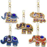 🐘 soleebee 5pcs diy 5d full drill elephant diamond painting key chain kit - mosaic double-sided drill pendant with crystal rhinestones for bag charms & gift logo