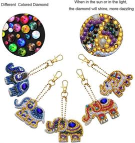 img 3 attached to 🐘 Soleebee 5pcs DIY 5D Full Drill Elephant Diamond Painting Key Chain Kit - Mosaic Double-Sided Drill Pendant with Crystal Rhinestones for Bag Charms & Gift