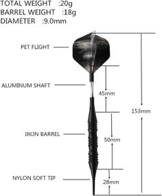 img 1 attached to 🎯 Premium Soft Tip Darts Set with 20g Weight & Carrying Case - 3 Sleek Black Coated Iron Barrels, 3 Aluminum Shafts - Ideal for Recreation Rooms, Bars, and Game Rooms