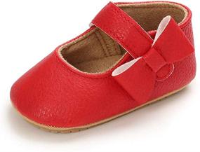 img 4 attached to 👣 ESTAMICO Mary Jane Flats: Adorable, Soft-Sole Baby Sneakers with Princess Bowknot - Perfect for Weddings and Crib Dress Shoes