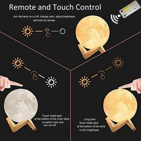 img 2 attached to 🌕 RMFSH 7.9inch Moon Lamp: Perfect Night Light for Bedrooms, Kids, and Personalized Ambiance with 3 Colors and 3D Printed Galaxy Luna Design