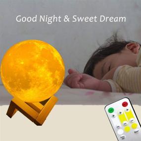 img 1 attached to 🌕 RMFSH 7.9inch Moon Lamp: Perfect Night Light for Bedrooms, Kids, and Personalized Ambiance with 3 Colors and 3D Printed Galaxy Luna Design