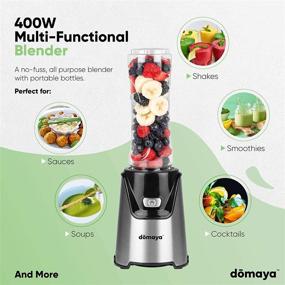 img 4 attached to 🥤 Domaya 400W Personal Sport Blender - Portable Blender for Shakes and Smoothies - Mini Kitchen Blender with Extractor Blade - BPA Free - Includes 400mL Portable Short Cup and 600mL Tall Cup