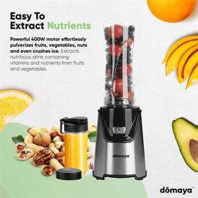 img 3 attached to 🥤 Domaya 400W Personal Sport Blender - Portable Blender for Shakes and Smoothies - Mini Kitchen Blender with Extractor Blade - BPA Free - Includes 400mL Portable Short Cup and 600mL Tall Cup