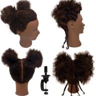 premium afro curly mannequin head: 100% human hair for hairdresser practice, styling, dyeing, and braiding – with clamp stand logo