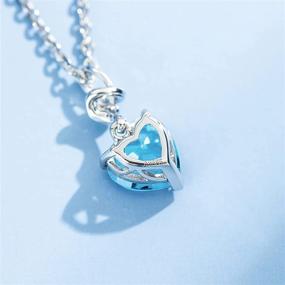 img 2 attached to 🎁 14K Solid White Gold Diamond or Created Gemstone Pendant with 8x8mm Heart Shape Solitaire Birthstone Necklaces, accompanied by Sterling Silver Chain – Fine Jewelry Birthday & Christmas Gifts for Women, Girls, Her