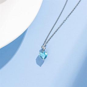 img 1 attached to 🎁 14K Solid White Gold Diamond or Created Gemstone Pendant with 8x8mm Heart Shape Solitaire Birthstone Necklaces, accompanied by Sterling Silver Chain – Fine Jewelry Birthday & Christmas Gifts for Women, Girls, Her