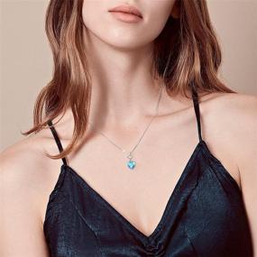 img 3 attached to 🎁 14K Solid White Gold Diamond or Created Gemstone Pendant with 8x8mm Heart Shape Solitaire Birthstone Necklaces, accompanied by Sterling Silver Chain – Fine Jewelry Birthday & Christmas Gifts for Women, Girls, Her