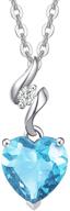 🎁 14k solid white gold diamond or created gemstone pendant with 8x8mm heart shape solitaire birthstone necklaces, accompanied by sterling silver chain – fine jewelry birthday & christmas gifts for women, girls, her logo