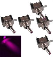 esupport 12v 20a amp purple led light rocker toggle switch spst on/off car pack of 5 logo