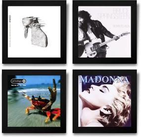 img 4 attached to 🖼️ Display Frame for Album Covers, Flip Frame for Vinyl Records, 12.5x12.5, Black, Set of 4