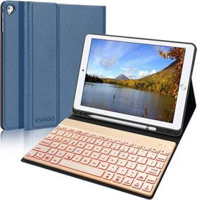img 4 attached to ✨ iPad Keyboard Case with Backlight & Pencil Holder - 6th Gen 2018, 5th Gen 2017, Pro 9.7, Air 2, Air 1 - 7 Colors - Protective Folio Cover - 185 Gold Keyboard - Blue