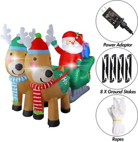 img 3 attached to 🎅 MorTime 6.7 FT Christmas Inflatable Santa Claus on Sleigh with Reindeers – Festive Yard Decor for Xmas Outdoor Decorations