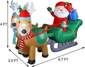 img 1 attached to 🎅 MorTime 6.7 FT Christmas Inflatable Santa Claus on Sleigh with Reindeers – Festive Yard Decor for Xmas Outdoor Decorations