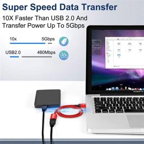 img 2 attached to Кабель USB-удлинитель 3.0 высокой скорости от AkoaDa - 2 штуки 6.6FT+10FT типа A мужской к женскому USB3.0 удлинительный шнур для быстрой передачи данных 5Gbps - совместим с клавиатурой, USB-флешкой, мышью, жестким диском и другими