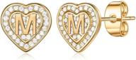 💕 s925 sterling silver tiny heart stud earrings for girls: adorable cubic zirconia initial earrings designed for kids logo