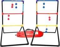 🎯 ladder toss ball game set – exciting game for yard, lawn, backyard, party – indoor/outdoor games for family and friends – 6 toss bolos with durable rope – integrated score tracker – complete with backpack bag logo