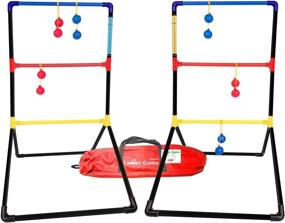 img 4 attached to 🎯 Ladder Toss Ball Game Set – Exciting Game for Yard, Lawn, Backyard, Party – Indoor/Outdoor Games for Family and Friends – 6 Toss Bolos with Durable Rope – Integrated Score Tracker – Complete with Backpack Bag