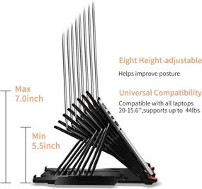 img 1 attached to 📱 Adjustable Laptop Stand - Multi-Angle Notebook Holder with Portable Foldable Design - Compatible with 10 to 17” Laptops - Includes Phone Stand
