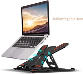 img 2 attached to 📱 Adjustable Laptop Stand - Multi-Angle Notebook Holder with Portable Foldable Design - Compatible with 10 to 17” Laptops - Includes Phone Stand