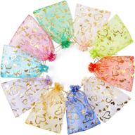 🎁 100 pack of 5x7 inch mixed color heart organza drawstring jewelry bags - ideal for wedding, christmas, valentine's day, baby shower party favors and candy pouches logo