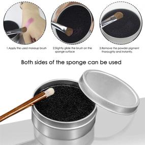 img 2 attached to 🎨 8-Piece Brush Color Removal Sponge Set: Top 4 Makeup Brush Quick Cleaner Sponges with 4 Replacement Sponges