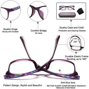 img 2 attached to 👓 EYEURL Women's Blue Light Blocking Reading Glasses - 2 Pairs of Computer Readers +1.25 Power, Lightweight & Colorful Eyeglasses for Quality Eye Protection