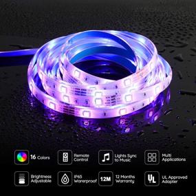 img 1 attached to 🎉 Enhance any Room with DotStone LED Strip Lights: Music Sync RGB 5050 Tape Lights - Waterproof, Perfect for Bedroom, Kitchen, Party, Bar - Updated 16.4ft Length