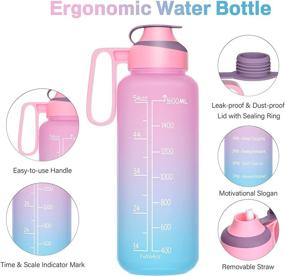 img 1 attached to BOWINR 64 Oz Motivational Water Bottle with Straw, Time Marker & Handle - Large Half 🥤 Gallon BPA Free Leakproof Reusable Water Jug for Sports, Fitness, Gym, Outdoor Activities - Adult and Teen Friendly