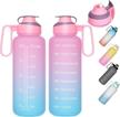 bowinr 64 oz motivational water bottle with straw, time marker & handle - large half 🥤 gallon bpa free leakproof reusable water jug for sports, fitness, gym, outdoor activities - adult and teen friendly logo