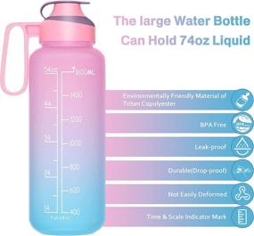 img 3 attached to BOWINR 64 Oz Motivational Water Bottle with Straw, Time Marker & Handle - Large Half 🥤 Gallon BPA Free Leakproof Reusable Water Jug for Sports, Fitness, Gym, Outdoor Activities - Adult and Teen Friendly