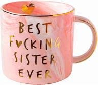 🎓 vilight best sister ever funny gifts mug - perfect graduation gift for friends - stylish pink marble ceramic coffee cup 11.5 oz. logo