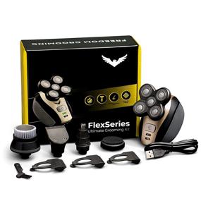 img 2 attached to 🔋 The FlexSeries Electric Head Hair Shaver - FREEDOM GROOMING - Ultimate Mens Cordless Rechargeable Wet/Dry Skull & Bald Head Waterproof Razor with Rotary Blades, Clippers, Nose Trimmer, Brush, Massager: The Perfect Companion for Effortless Hair Grooming!