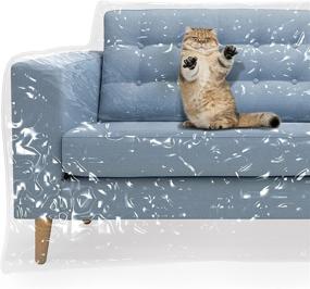 img 1 attached to 🛋️ Water-Resistant Clear Vinyl Sofa Slipcover: Heavy Duty Plastic Couch Cover for Pets, Ideal Cat Scratching Protector, Clawing Deterrent, and Perfect for Moving or Long-Term Storage