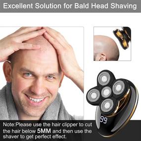 img 3 attached to 🔋 5-in-1 Electric Head Shaver for Men - Waterproof Bald Head Shaver with LED Display, Rechargeable Rotary Shavers for Wet Dry Shaving - Includes Clipper, Nose Trimmer, Facial Brushes (Yellow)
