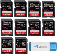 sandisk 32gb sd hc extreme pro memory card (ten pack) for digital dslr camera sdhc 4k v30 uhs-i with sdsdxxg-032g-gn4in, bundled with everything but stromboli (tm) 3.0 sd/tf reader logo