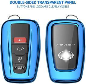 img 2 attached to Tukellen For Toyota Key Fob Cover Special Soft TPU Key Case Key Shell Protector Compatible With 2018-2021 Highlander RAV4 Camry Avalon C-HR Prius Corolla GT86(Only For Keyless Go) Blue